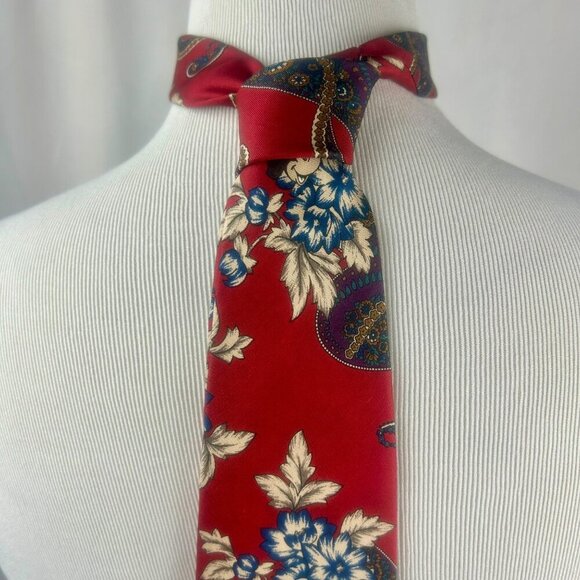 Disney Mickey Mouse Neck Ties Black Red Bundle of 2 Paisley Floral Hidden Mickey - Picture 7 of 10